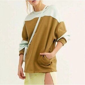 Free People Jordan Color Block Pullover Oversized Distressed Sweatshirt Small